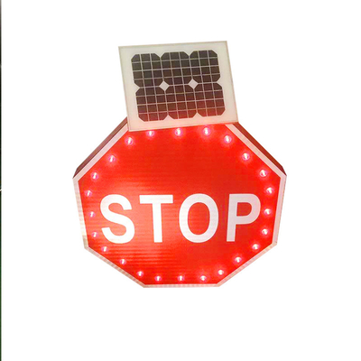 팔각형 태양 강화된 거리 표지판 알루미늄 6.6AH 교통 지도된 경고 표지판