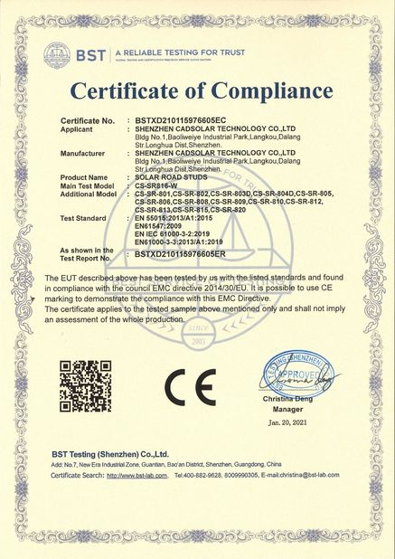 중국 Shenzhen CadSolar Technology Co., Ltd. 인증
